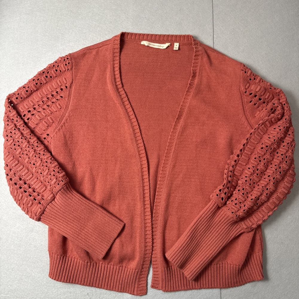 Soft surroundings hollyhock open balloon sleeve cardigan M